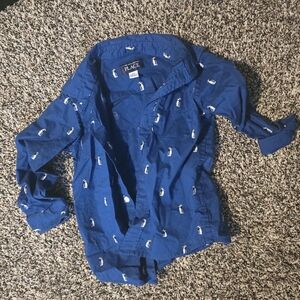 The Children's Place Blue Patterned Kid's Shirt